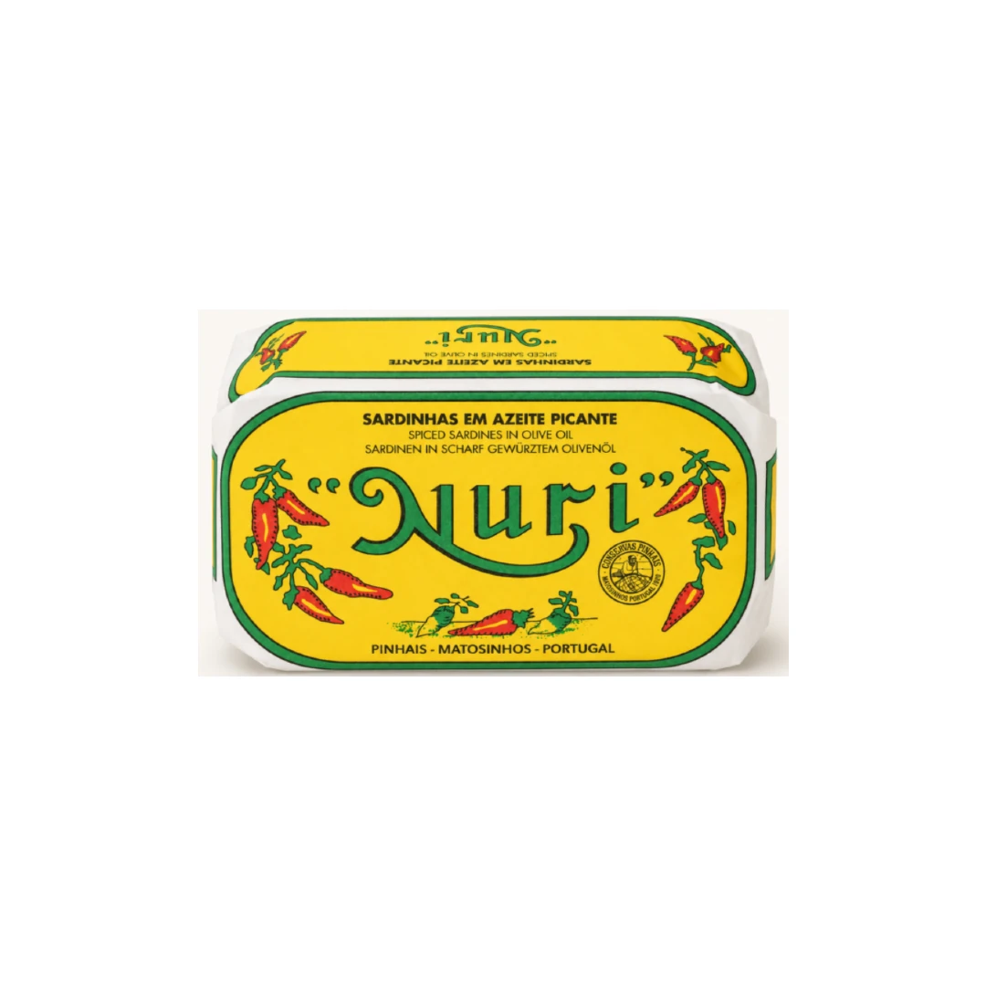 סרדינים שמן צילי NURI - סרדינים בשמן זית עם פלפל צ'ילי חריף – תמונה 1